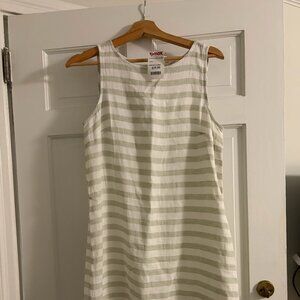 NWT! BeachLunchLounge Linen Slip Dress in Sage Green and White Stripes